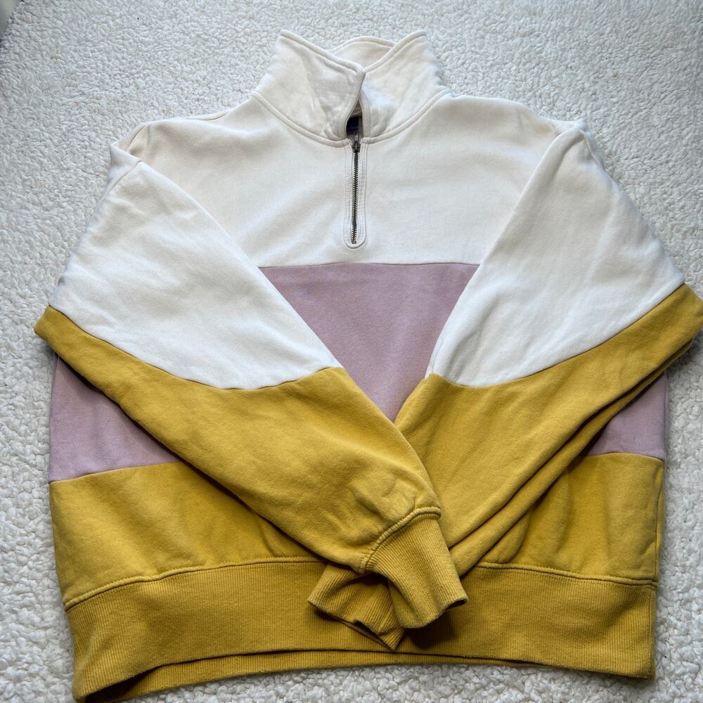 Universal Threads Quarter Zip Beige, Mauve, Gold Color Block Pullover Medium - Picture 1 of 9